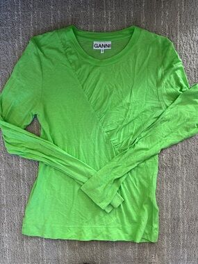 Ganni Neon Green Long Sleeve Top